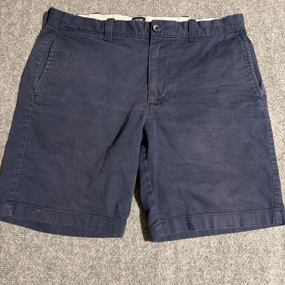 J.CREW Cotton Chino Shorts Mens Size 33 Blue 9" Inseam Flat Front Zip Pockets